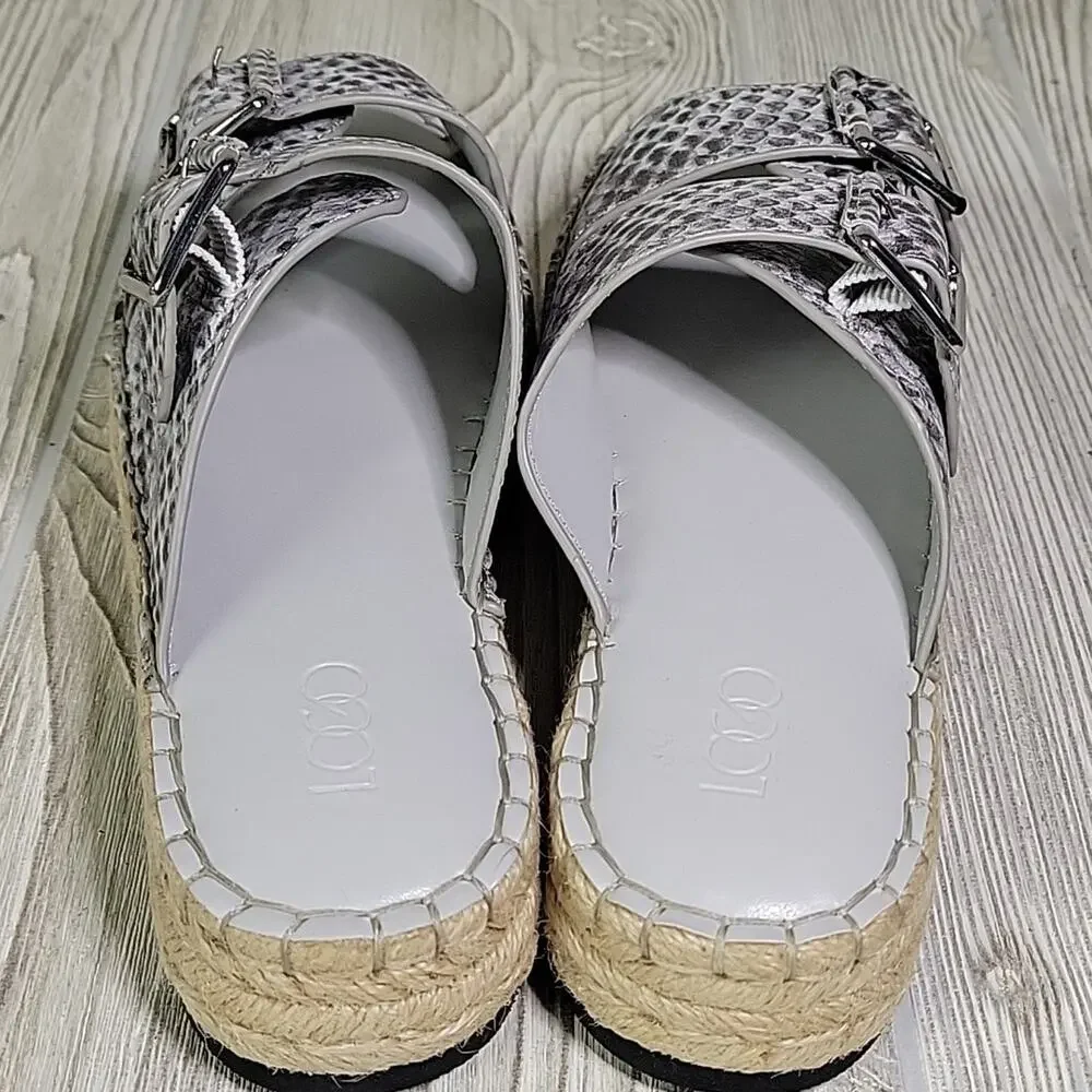 Logo by Lori Goldstein Lindsay Leather Snake Double Strap Sandals Womens Size 6